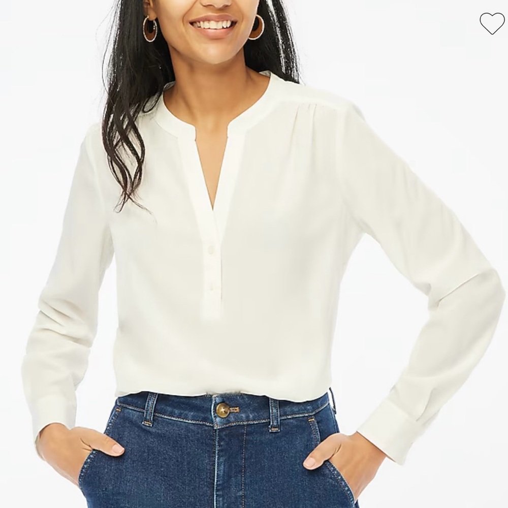 J.Crew Factory Henley Style Cream Blouse NWT